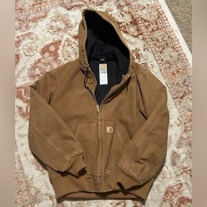 Carhartt Tan Hooded Work Jacket - Size Small
